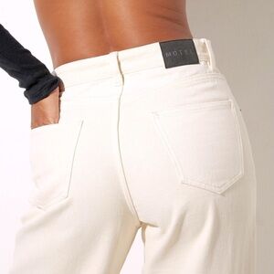 Motel Rocks Off White Wide Leg High Rise Ankle Jeans with Raw Hem Size XS 25/26